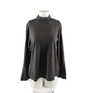NWT KAREN SCOTT Long Sleeve Top Petite XL Gray 100% Cotton Mock Neck Knit